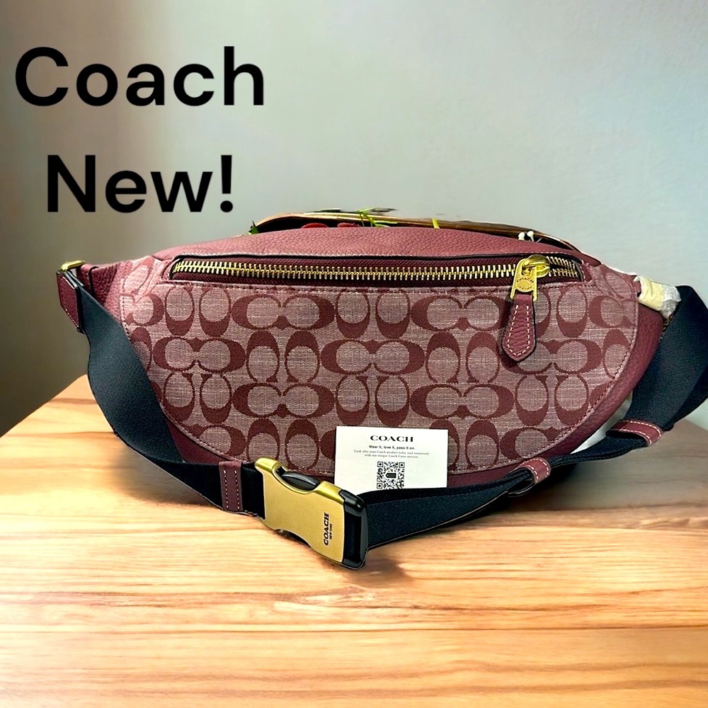 Coach Warren Chambray Sling Pack Fanny pack Belt bag unisex NWT Wine